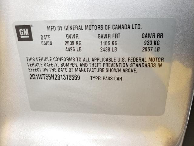 Photo 10 from auction – 2008 CHEVROLET IMPALA LT with VIN 2G1WT55N281315569