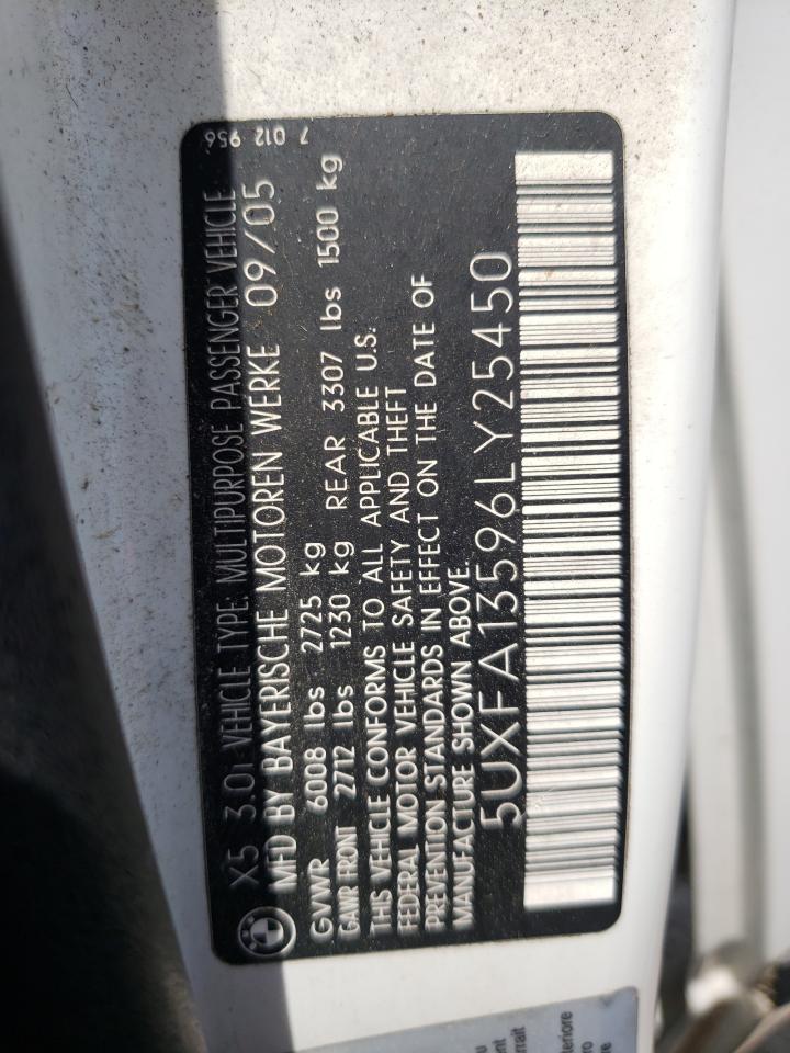 Photo 10 from auction – 2006 BMW X5 3.0I with VIN 5UXFA13596LY25450