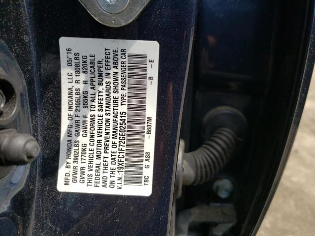 Photo 10 from auction – 2016 HONDA CIVIC EXL with VIN 19XFC1F72GE025415
