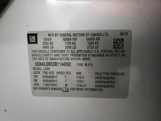 Photo 10 from auction – 2011 CHEVROLET EQUINOX LT with VIN 2GNALDEC6B1144382