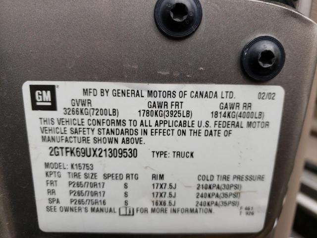 Photo 10 from auction – 2002 GMC SIERRA K15 with VIN 2GTFK69UX21309530