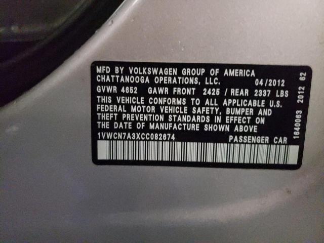 Photo 10 from auction – 2012 VOLKSWAGEN PASSAT SEL with VIN 1VWCN7A3XCC082674