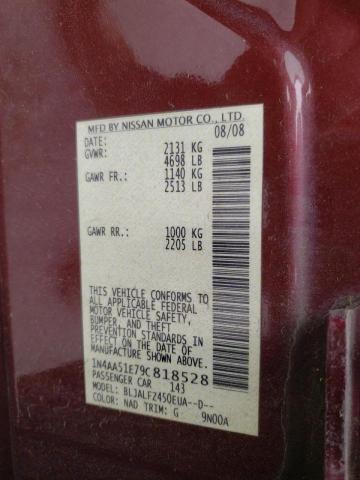 Photo 10 from auction – 2009 NISSAN MAXIMA S with VIN 1N4AA51E79C818528