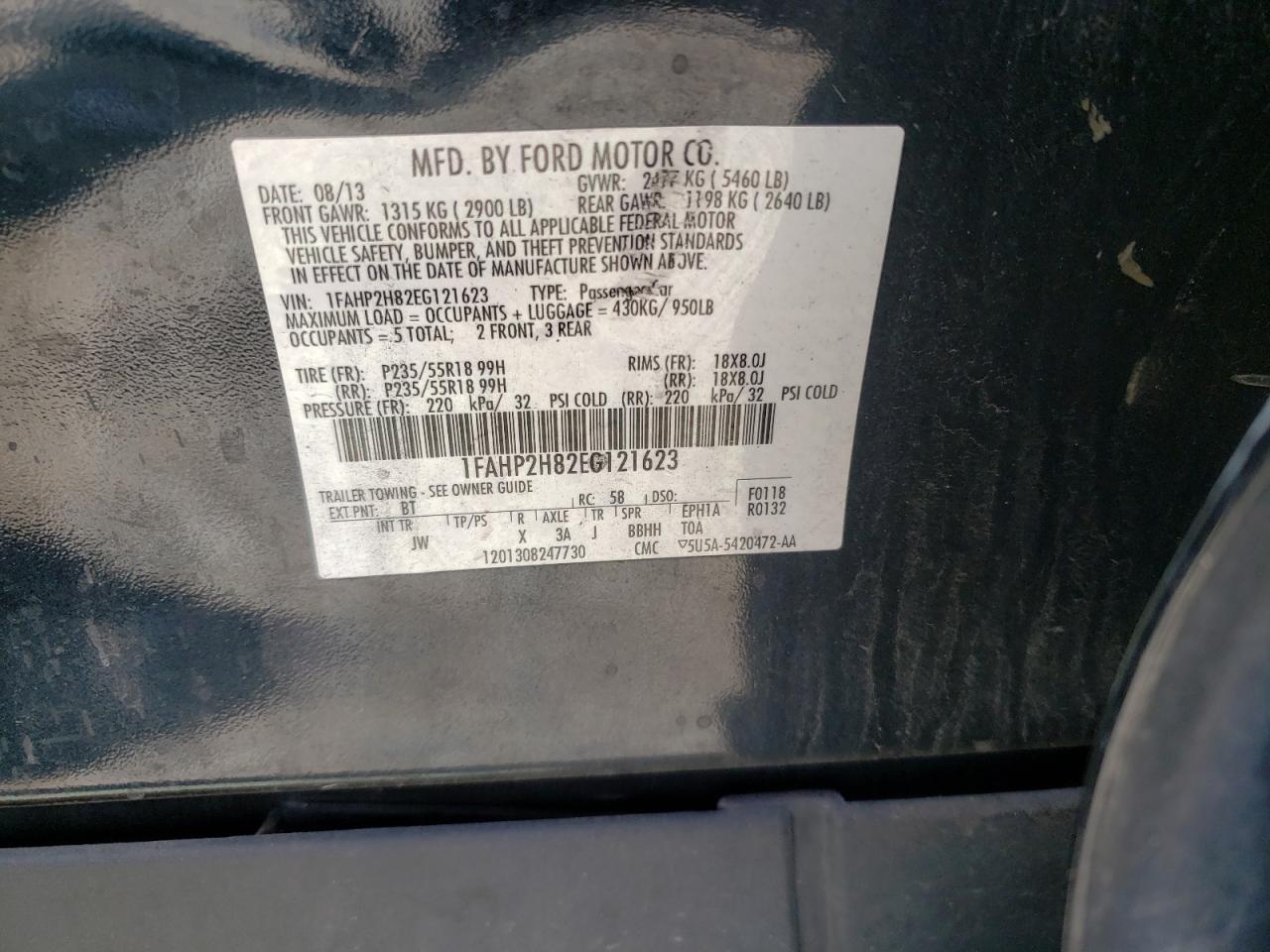 Photo 10 from auction – 2014 FORD TAURUS SEL with VIN 1FAHP2H82EG121623