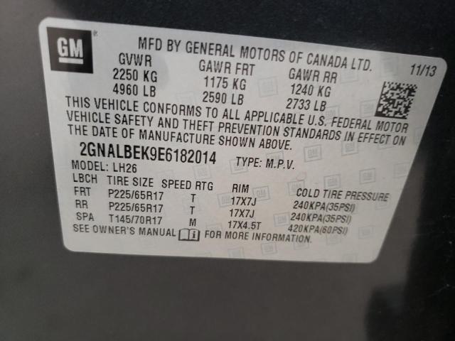 CHEVROLET EQUINOX LT 2014 with VIN 2GNALBEK9E6182014 - Photo from auction