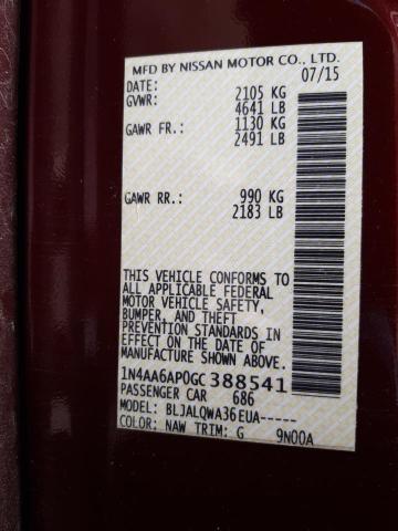 Photo 10 from auction – 2016 NISSAN MAXIMA 3.5 with VIN 1N4AA6AP0GC388541