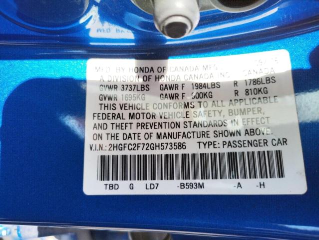 Photo 10 from auction – 2016 HONDA CIVIC EX with VIN 2HGFC2F72GH573586