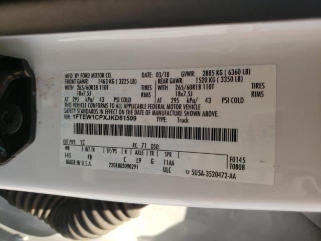 Photo 10 from auction – 2018 FORD F150 SUPER with VIN 1FTEW1CPXJKD81509