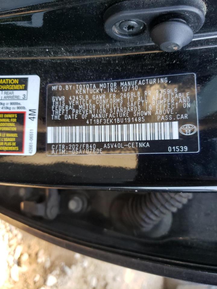 Photo 10 from auction – 2011 TOYOTA CAMRY BASE with VIN 4T1BF3EK1BU191485