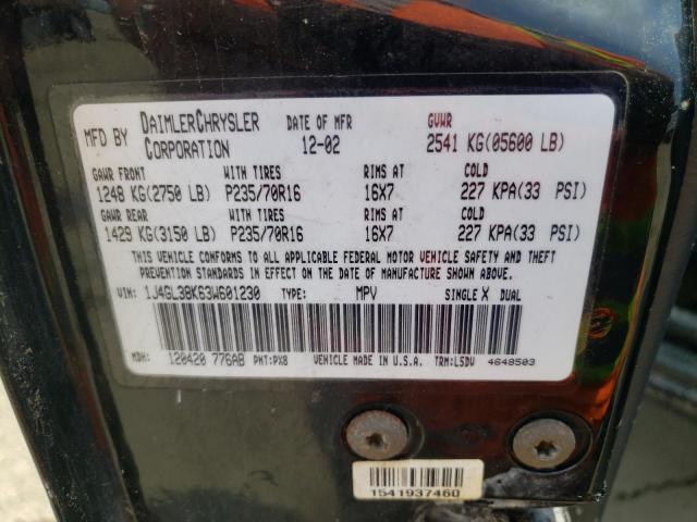 Photo 10 from auction – 2003 JEEP LIBERTY RE with VIN 1J4GL38K63W601230