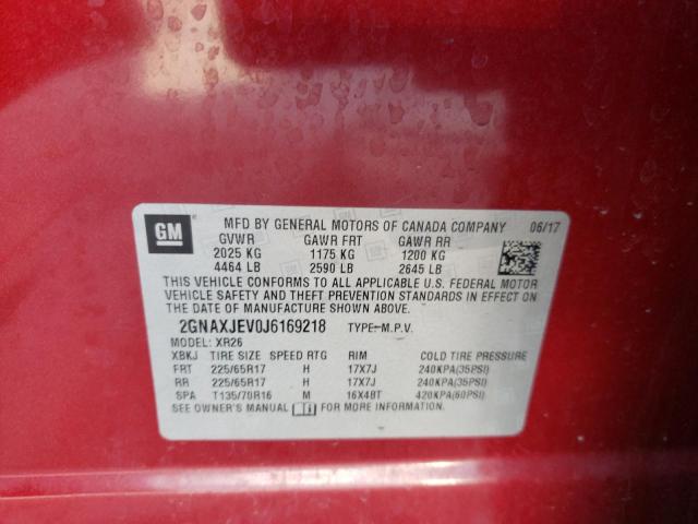Photo 10 from auction – 2018 CHEVROLET EQUINOX LT with VIN 2GNAXJEV0J6169218
