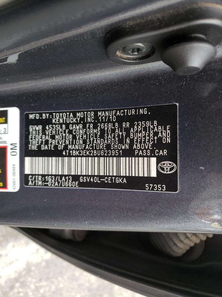 Photo 10 from auction – 2011 TOYOTA CAMRY SE with VIN 4T1BK3EK2BU623951