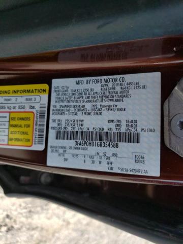 Photo 10 from auction – 2016 FORD FUSION SE with VIN 3FA6P0HD1GR354588