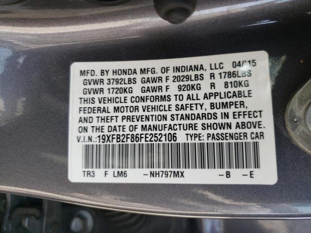 Photo 10 from auction – 2015 HONDA CIVIC EX with VIN 19XFB2F86FE252106