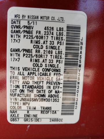 Photo 10 from auction – 2011 NISSAN ROGUE S with VIN JN8AS5MV3BW301352