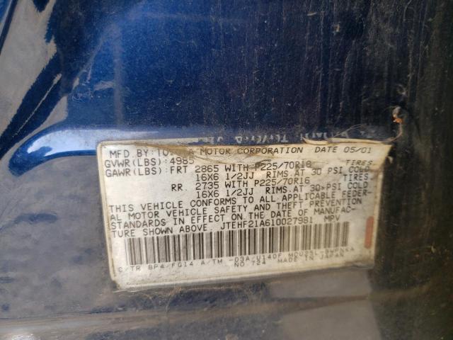 Photo 10 from auction – 2001 TOYOTA HIGHLANDER with VIN JTEHF21A610027981