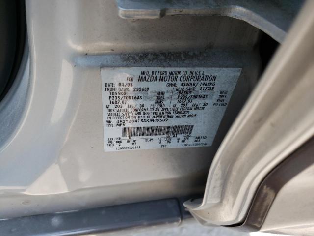 Photo 10 from auction – 2003 MAZDA TRIBUTE LX with VIN 4F2YZ04153KM49582