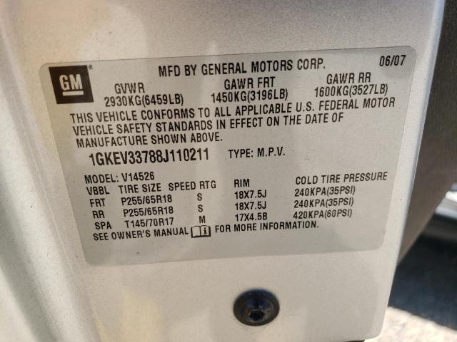 Photo 10 from auction – 2008 GMC ACADIA SLT with VIN 1GKEV33788J110211
