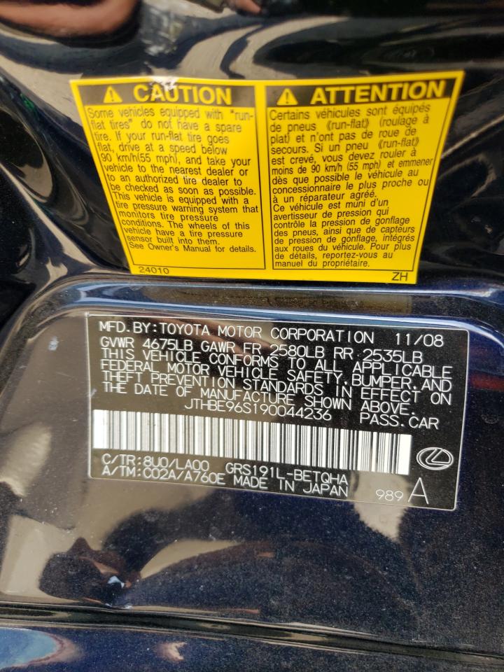 Photo 19 from auction – 2009 LEXUS GS 350 with VIN JTHBE96S190044236
