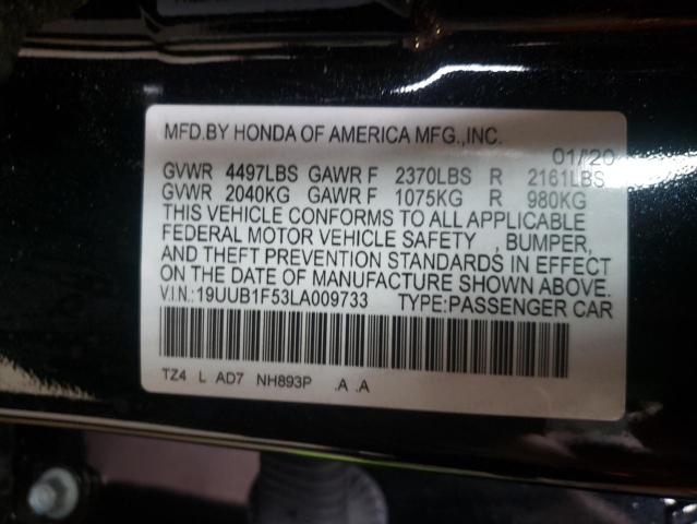 ACURA TLX TECHNO 2020 with VIN 19UUB1F53LA009733 - Photo from auction
