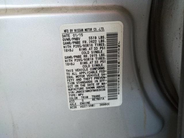 Photo 10 from auction – 2015 INFINITI QX70 with VIN JN8CS1MW2FM483038