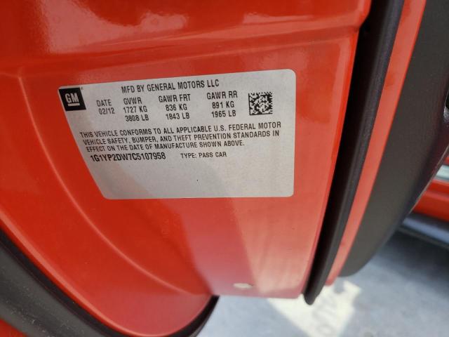 Photo 10 from auction – 2012 CHEVROLET CORVETTE G with VIN 1G1YP2DW7C5107958