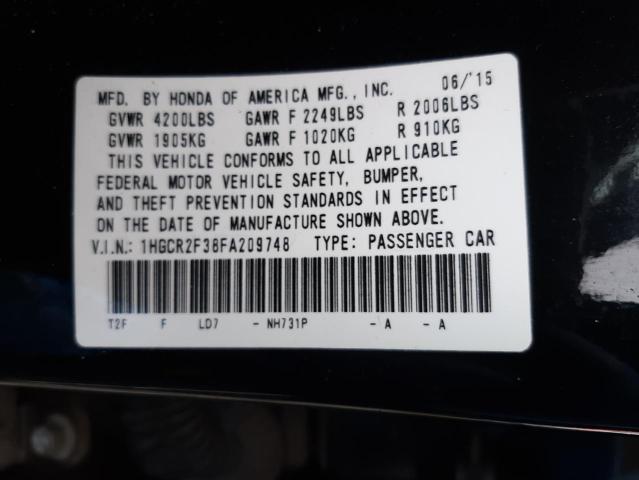 Photo 10 from auction – 2015 HONDA ACCORD with VIN 1HGCR2F38FA209748