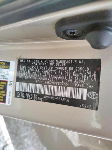 Photo 10 from auction – 2009 TOYOTA CAMRY BASE with VIN 4T1BE46K29U863765