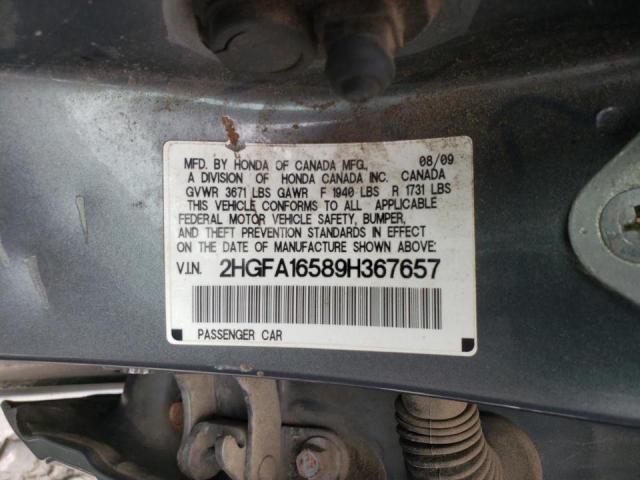Photo 10 from auction – 2009 HONDA CIVIC LX with VIN 2HGFA16589H367657