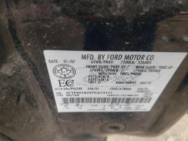 Photo 10 from auction – 2007 FORD F150 SUPER with VIN 1FTPW14V57FA73171