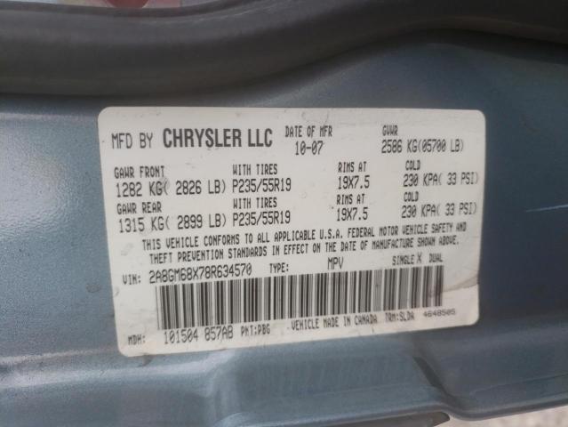 Photo 10 from auction – 2008 CHRYSLER PACIFICA T with VIN 2A8GM68X78R634570
