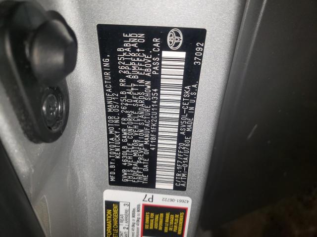 Photo 10 from auction – 2012 TOYOTA CAMRY with VIN 4T1BF1FK2CU114354