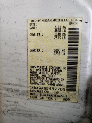 Photo 10 from auction – 2014 NISSAN MAXIMA S with VIN 1N4AA5AP2EC497705