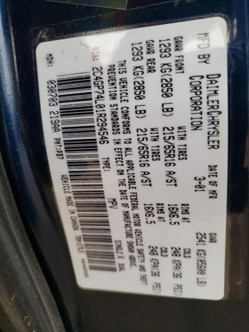 CHRYSLER TOWN AND C 2001 with VIN 2C4GP74L01R294546 - Photo from auction