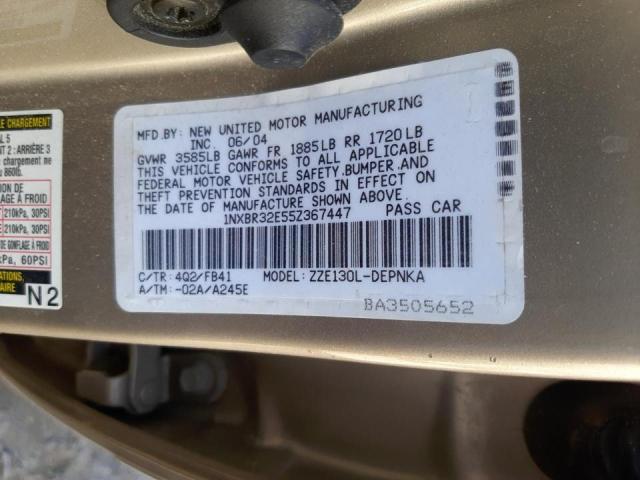 Photo 10 from auction – 2005 TOYOTA COROLLA with VIN 1NXBR32E55Z367447