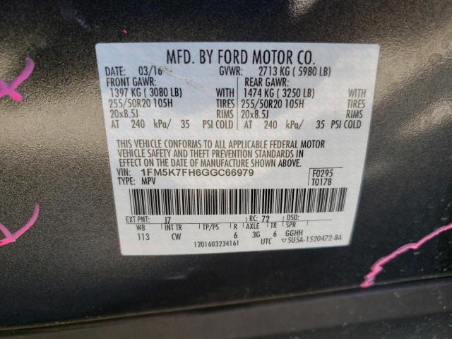 Photo 10 from auction – 2016 FORD EXPLORER L with VIN 1FM5K7FH6GGC66979