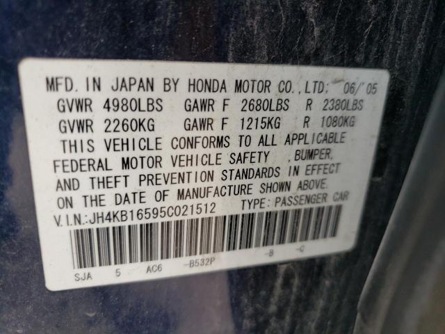 Photo 10 from auction – 2005 ACURA RL with VIN JH4KB16595C021512