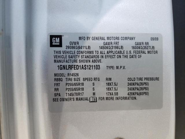 Photo 10 from auction – 2010 CHEVROLET TRAVERSE L with VIN 1GNLRFED1AS121103
