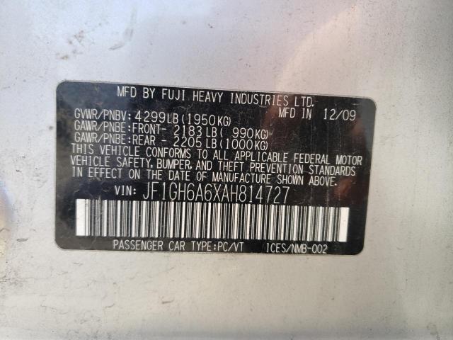 Photo 10 from auction – 2010 SUBARU IMPREZA 2. with VIN JF1GH6A6XAH814727
