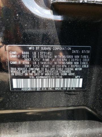 Photo 10 from auction – 2020 SUBARU ASCENT LIM with VIN 4S4WMAMD8L3478196
