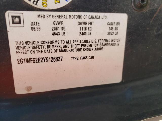 Photo 10 from auction – 2000 CHEVROLET IMPALA with VIN 2G1WF52E2Y9126837