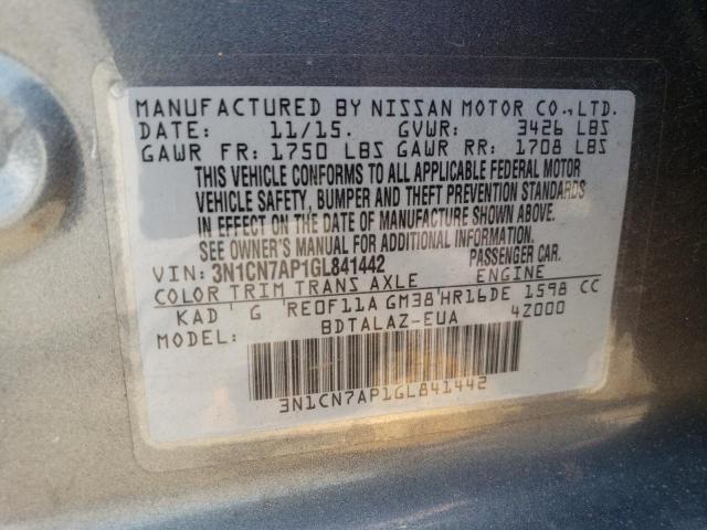 Photo 10 from auction – 2016 NISSAN VERSA S with VIN 3N1CN7AP1GL841442