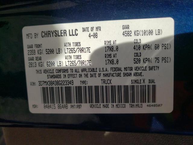 Photo 10 from auction – 2008 DODGE RAM 3500 S with VIN 3D7MX38A38G223349