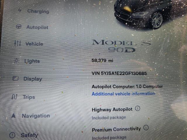 Photo 8 from auction – 2016 TESLA MODEL S with VIN 5YJSA1E22GF130685