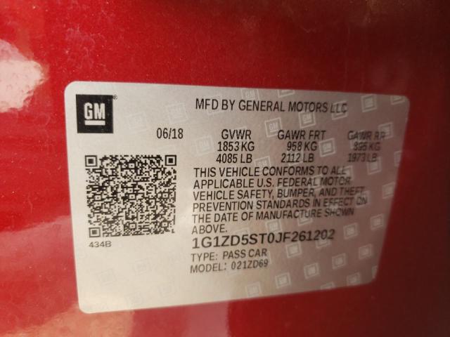 Photo 10 from auction – 2018 CHEVROLET MALIBU LT with VIN 1G1ZD5ST0JF261202