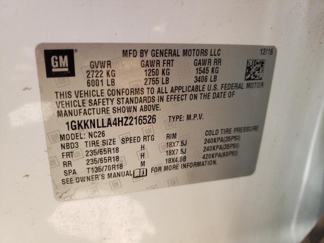 Photo 10 from auction – 2017 GMC ACADIA SLE with VIN 1GKKNLLA4HZ216526