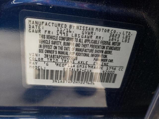 Photo 10 from auction – 2017 NISSAN SENTRA S with VIN 3N1AB7AP2HY229626