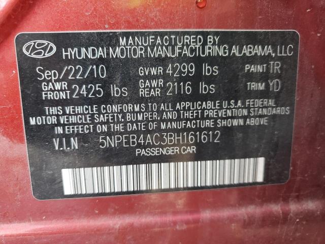 Photo 10 from auction – 2011 HYUNDAI SONATA GLS with VIN 5NPEB4AC3BH161612