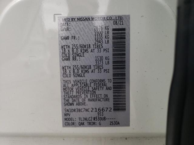 Photo 10 from auction – 2022 NISSAN PATHFINDER with VIN 5N1DR3BC7NC216672
