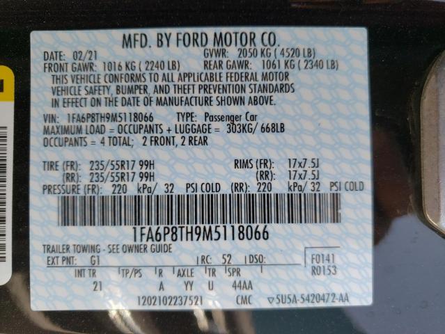 Photo 10 from auction – 2021 FORD MUSTANG with VIN 1FA6P8TH9M5118066